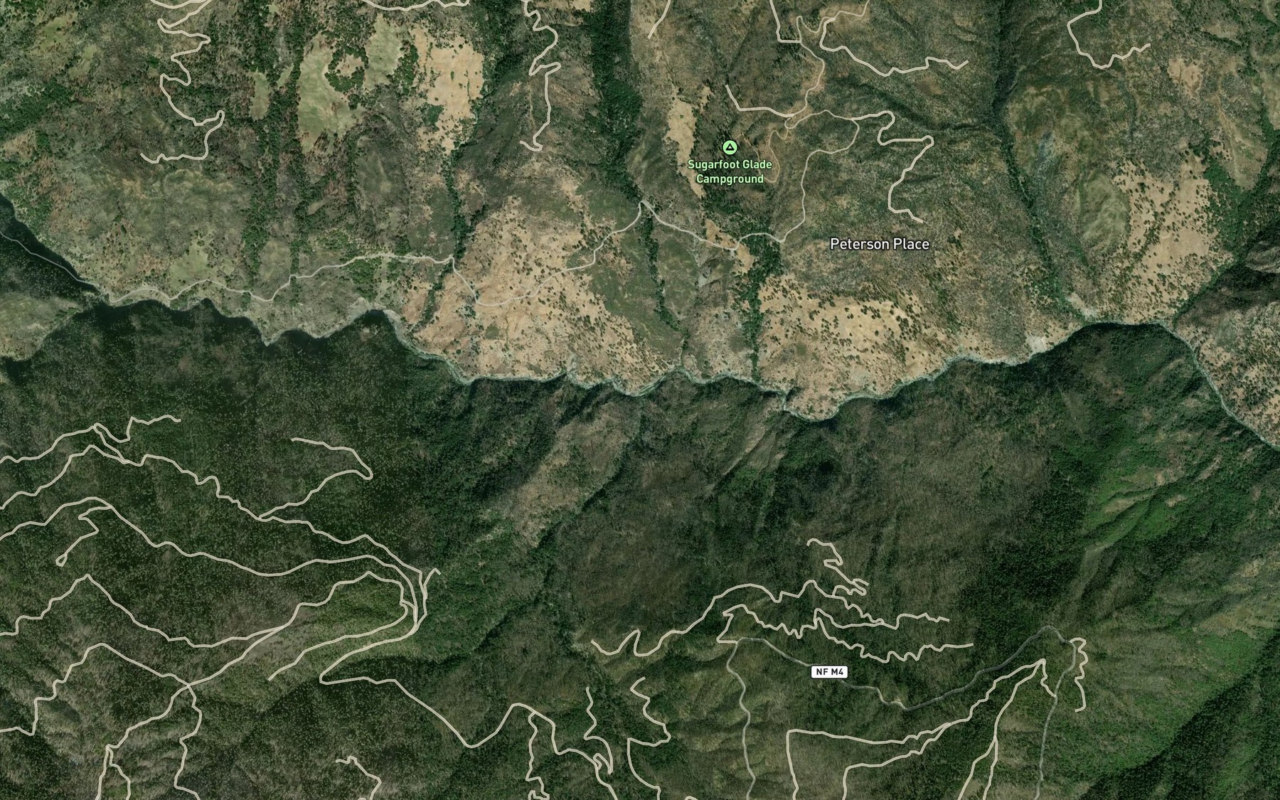 Satellite map of the Log Spring Creek