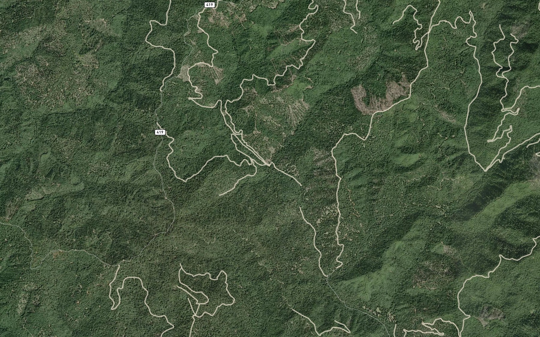 Satellite map of the Middle Fork of North Fork Noyo River