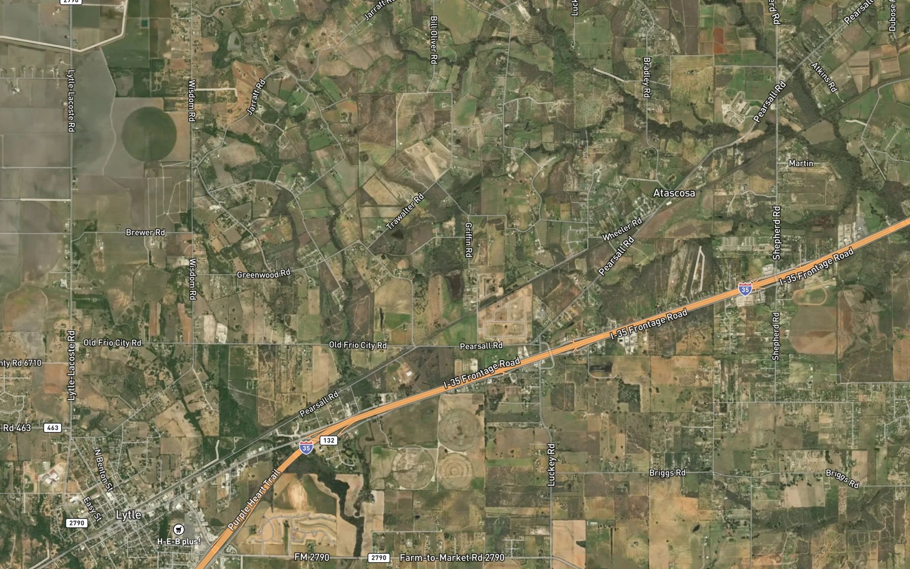 Satellite map of the Kirby Lake