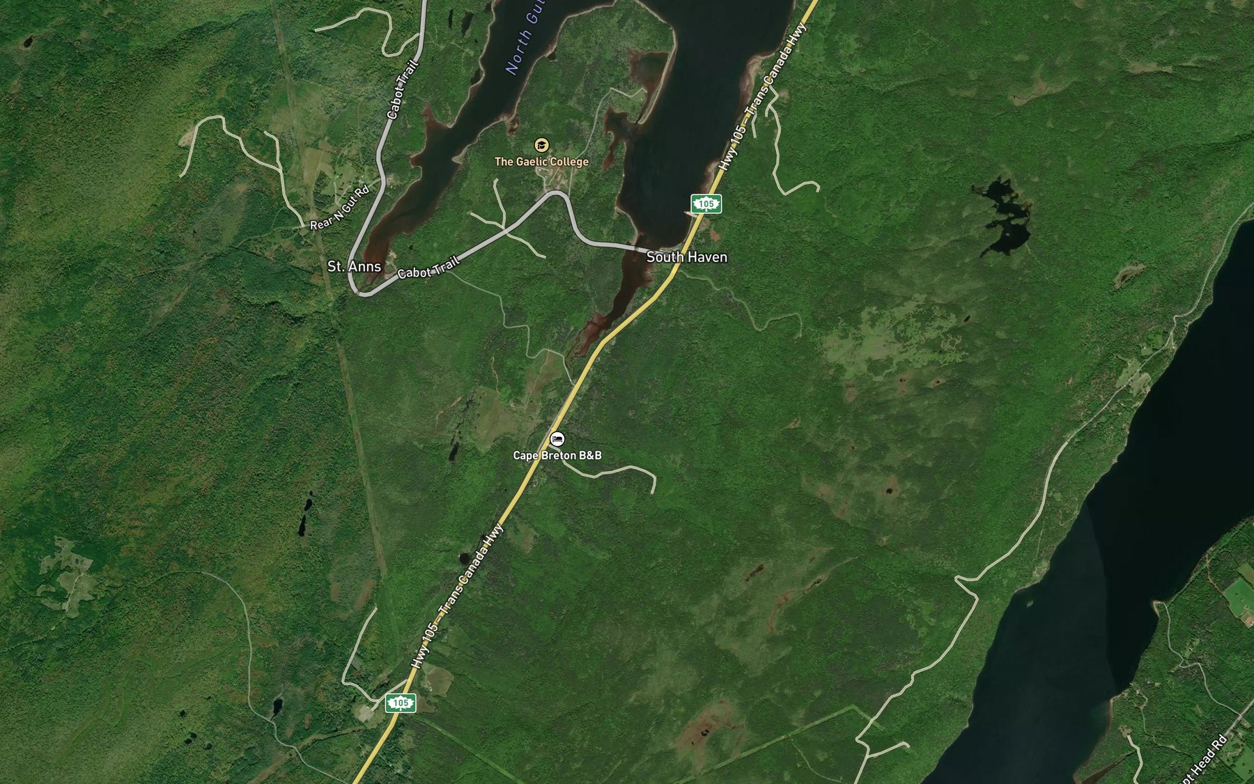 Satellite map of the Glen Brook