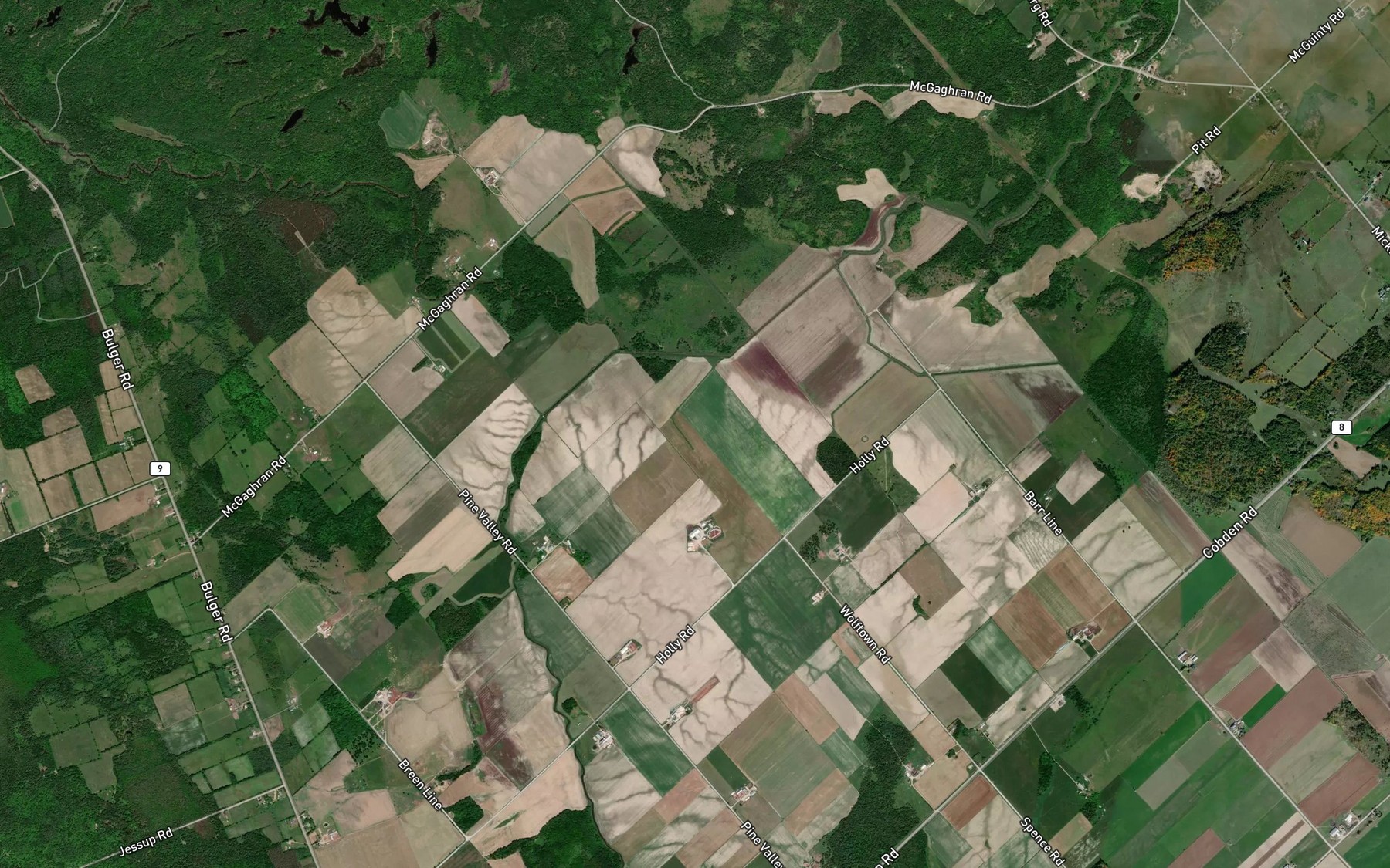 Satellite map of the Mink Creek