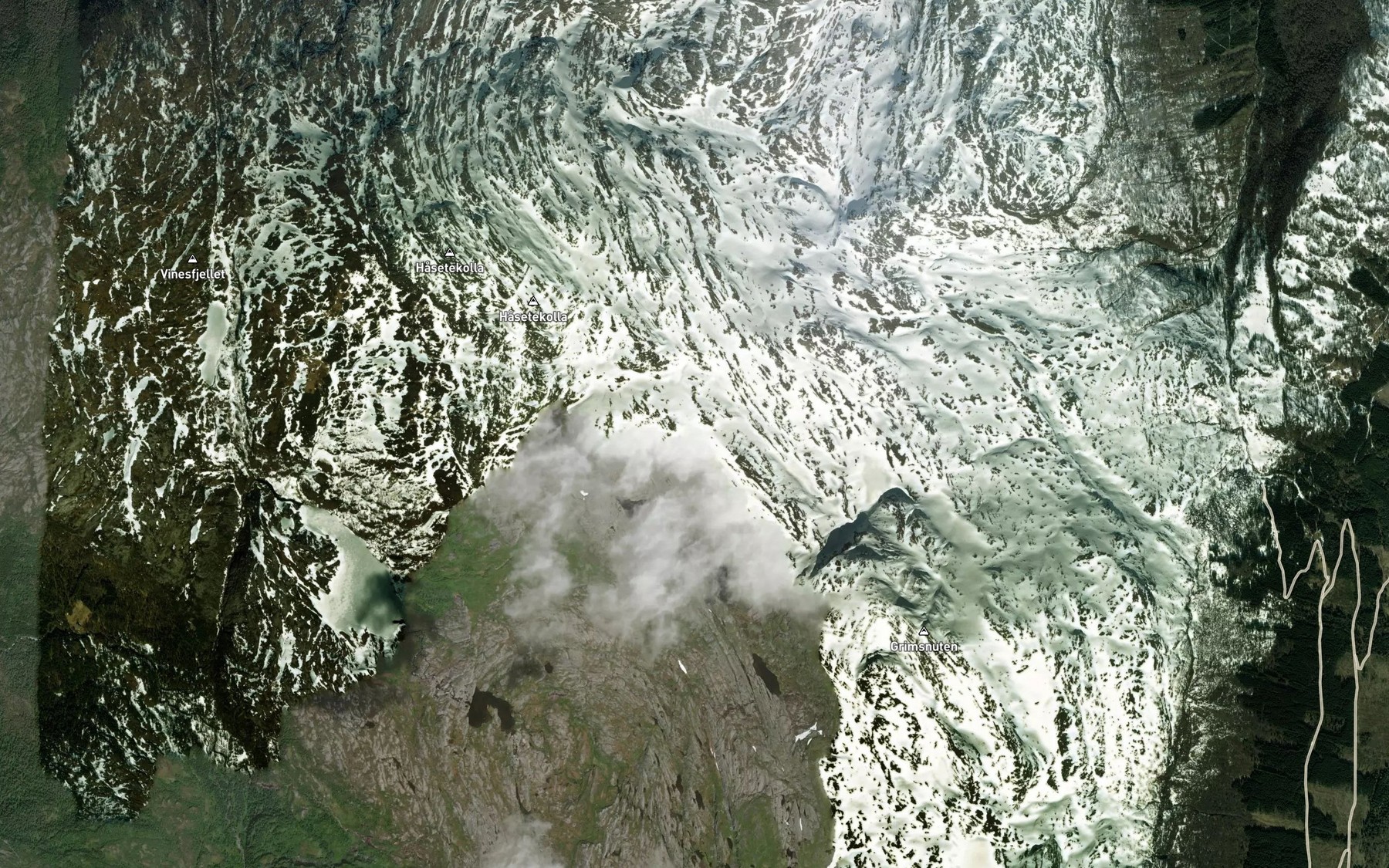 Satellite map of the Grimsvatnet,ovre