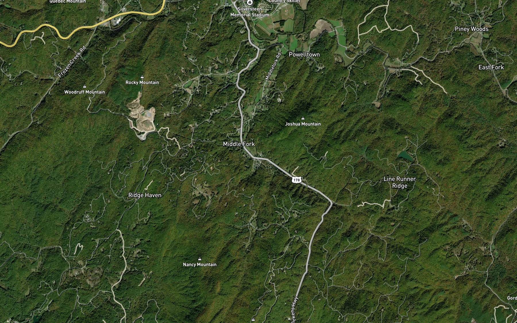Satellite map of the Shoal Creek