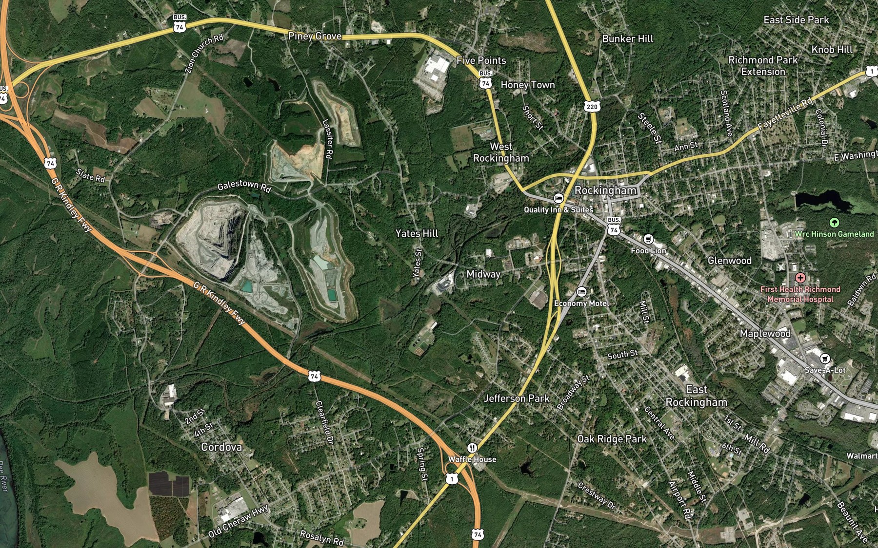 Satellite map of the Midway Pond