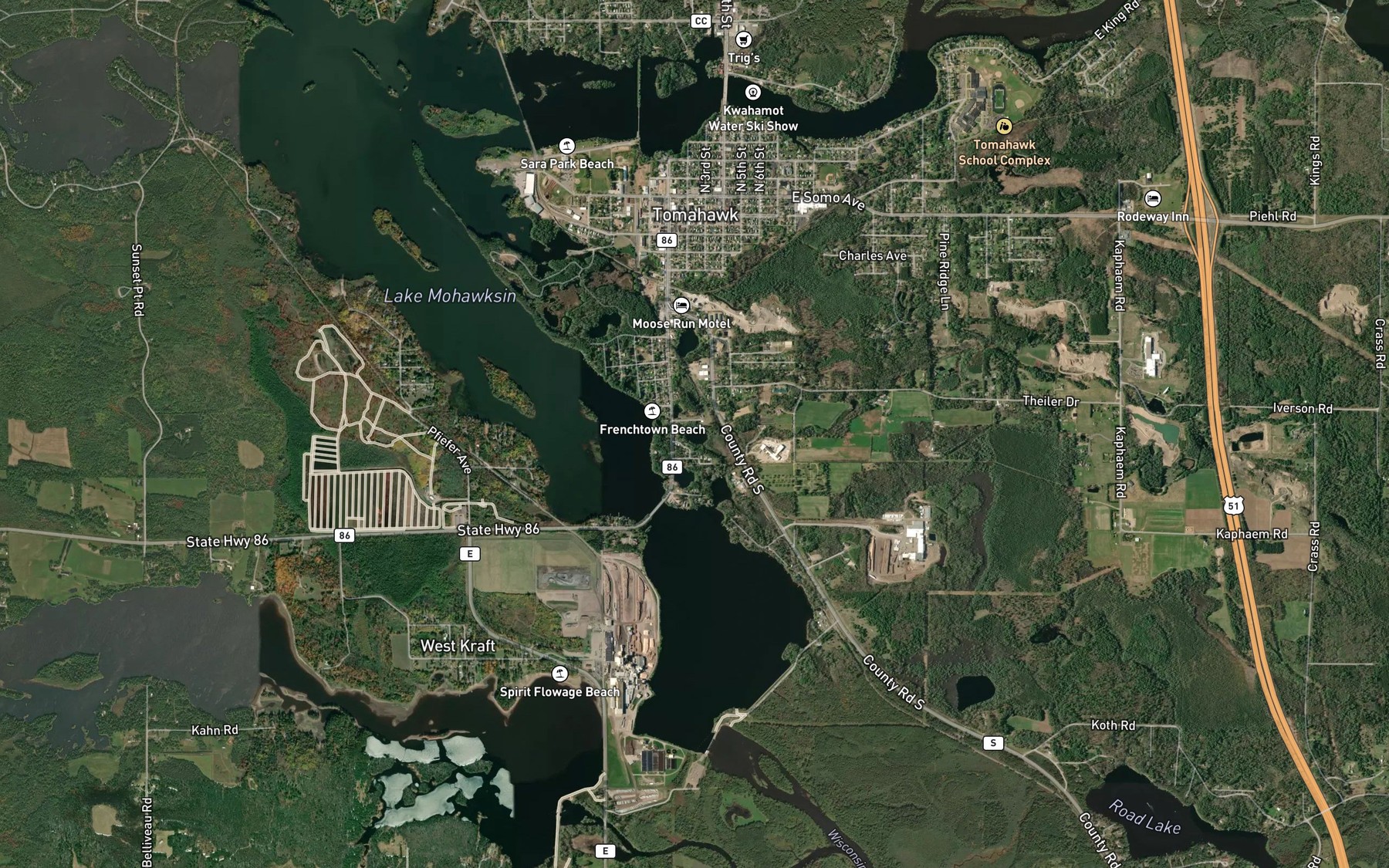 Satellite map of the Spring Pond
