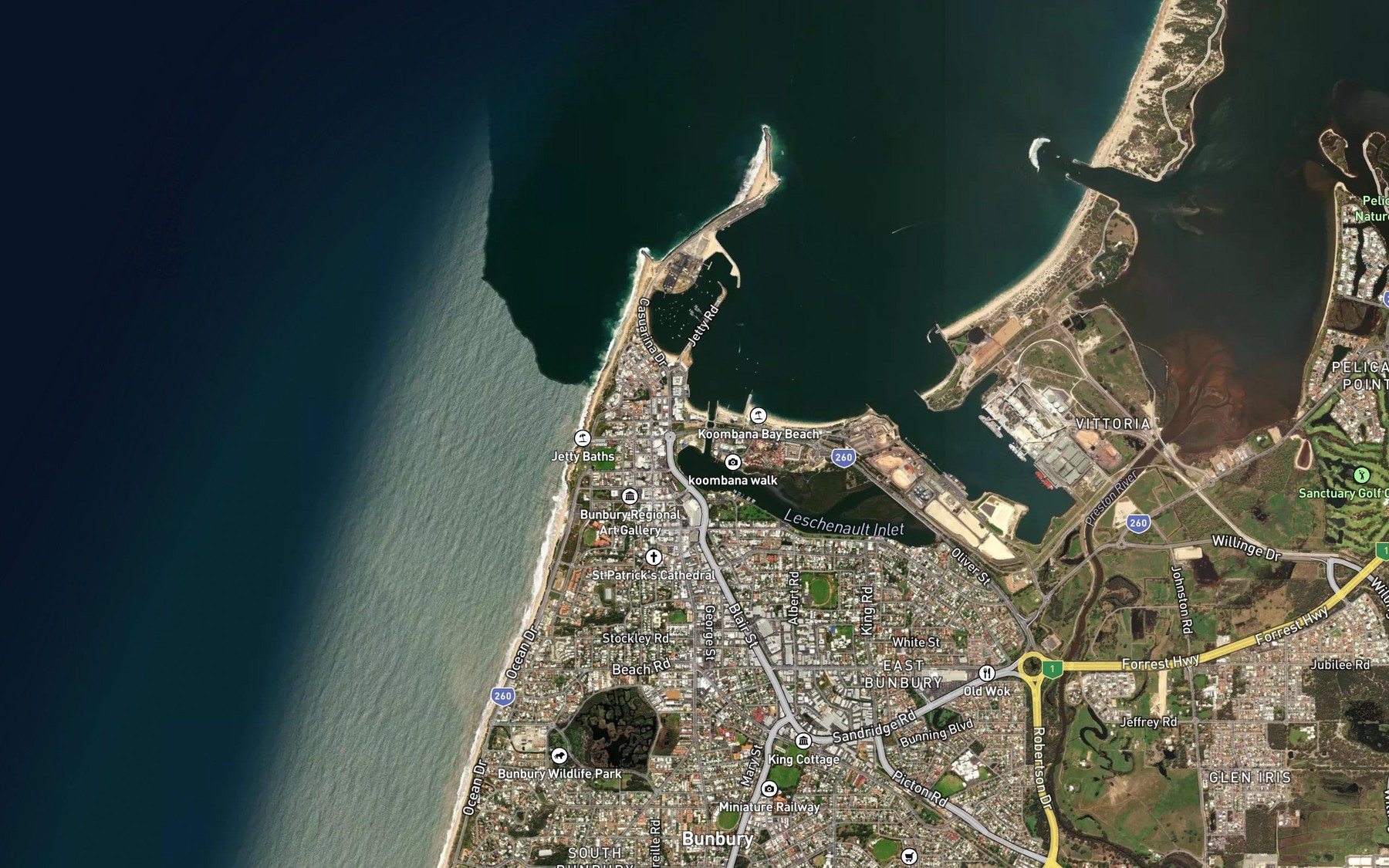 Satellite map of the Koombana Channel