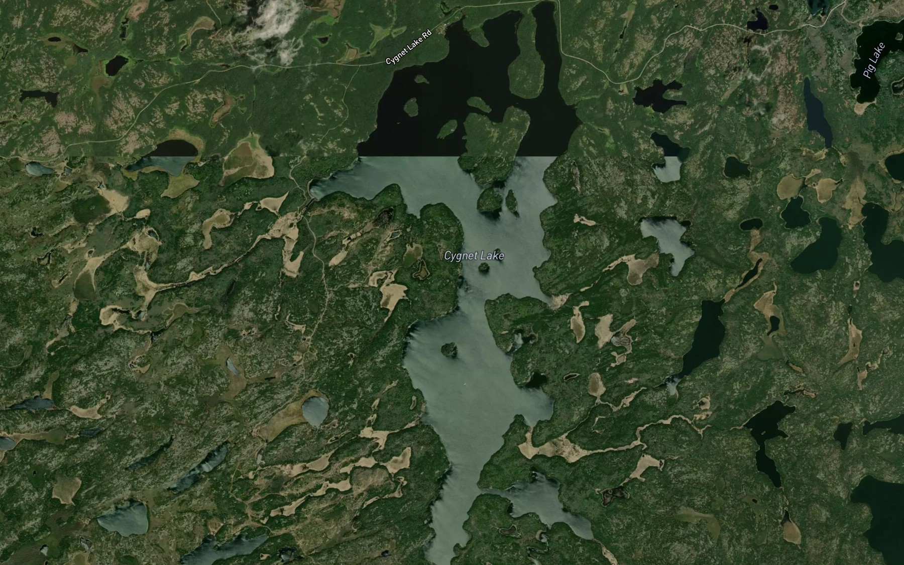 Satellite map of the Cygnet Lake