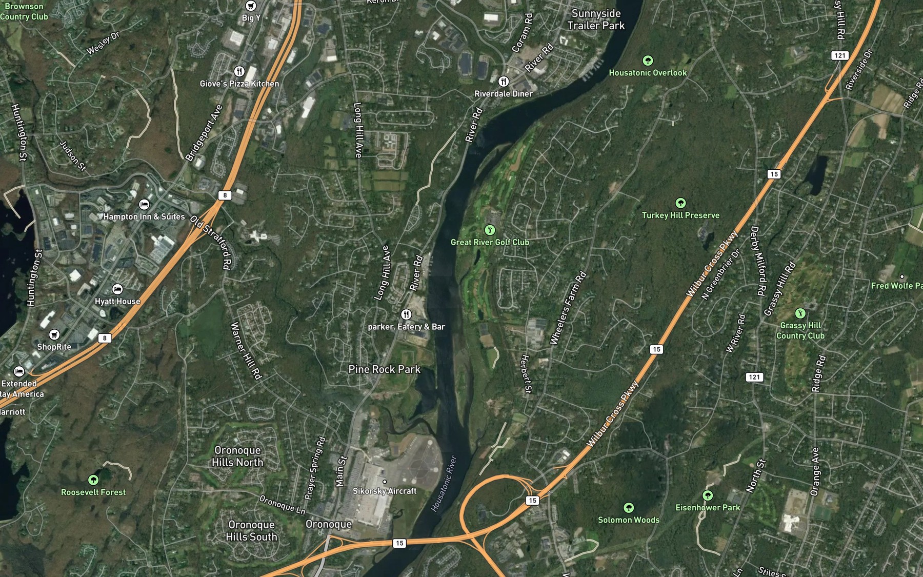 Satellite map of the Turkey Hill Brook