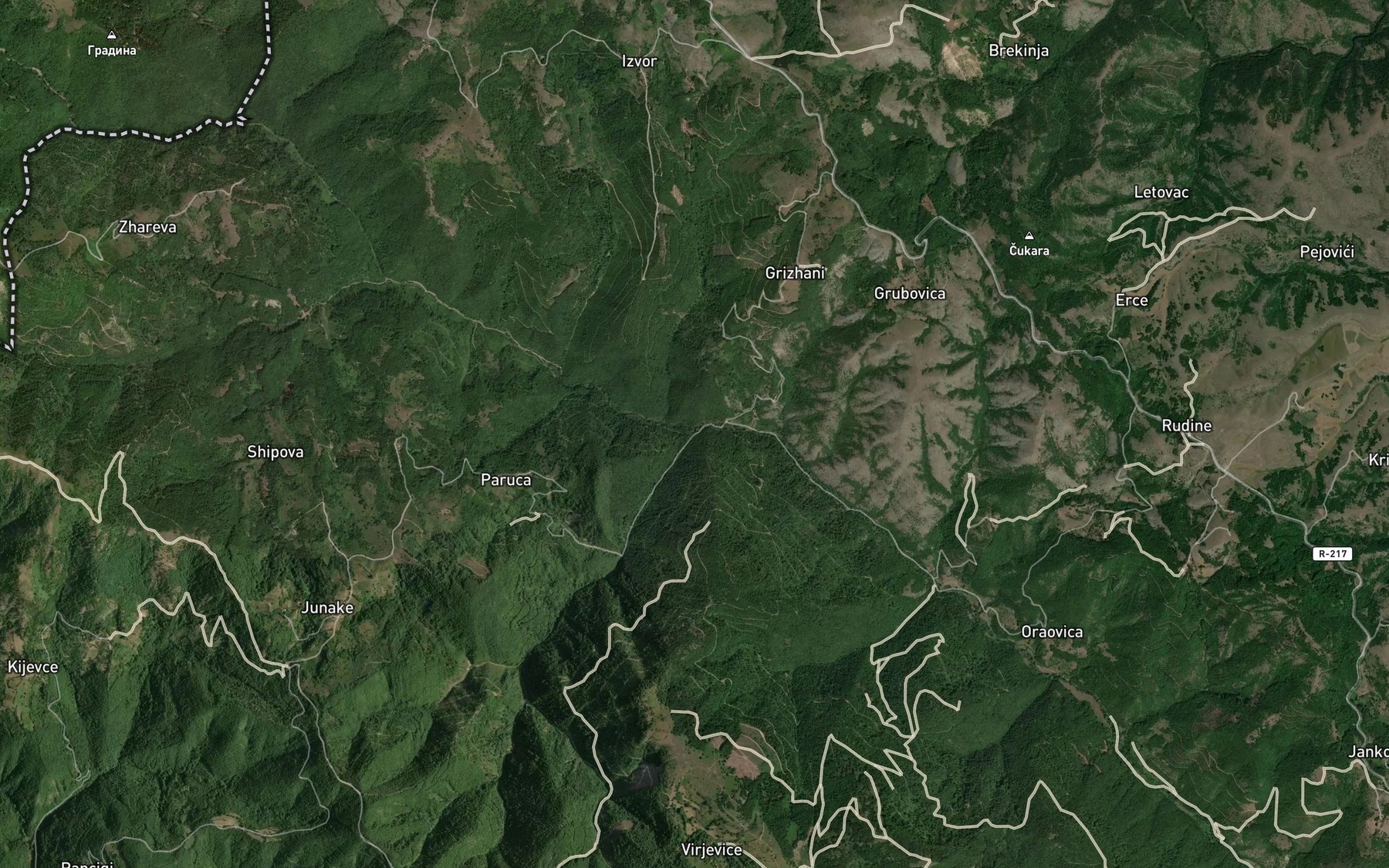 Satellite map of the Mala Reka