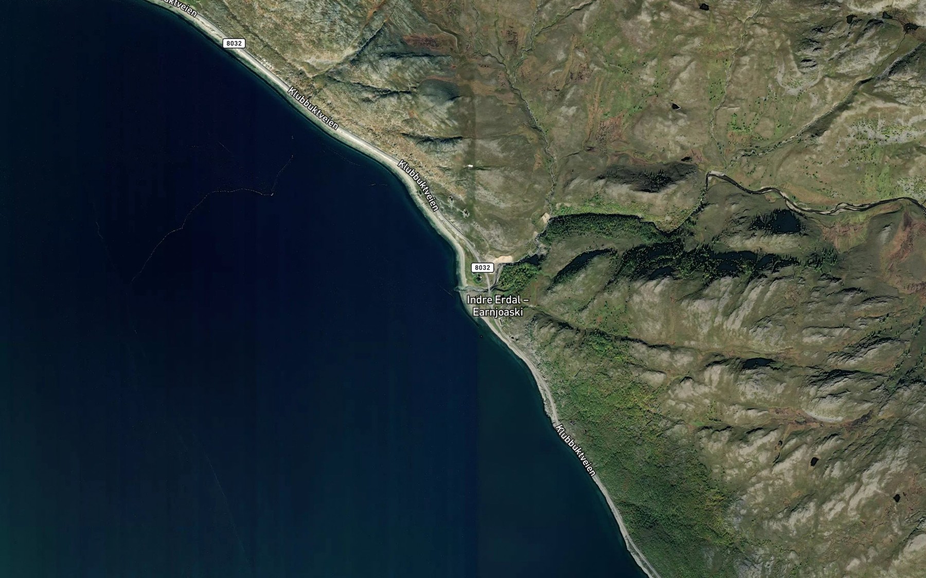 Satellite map of the Erdalselva