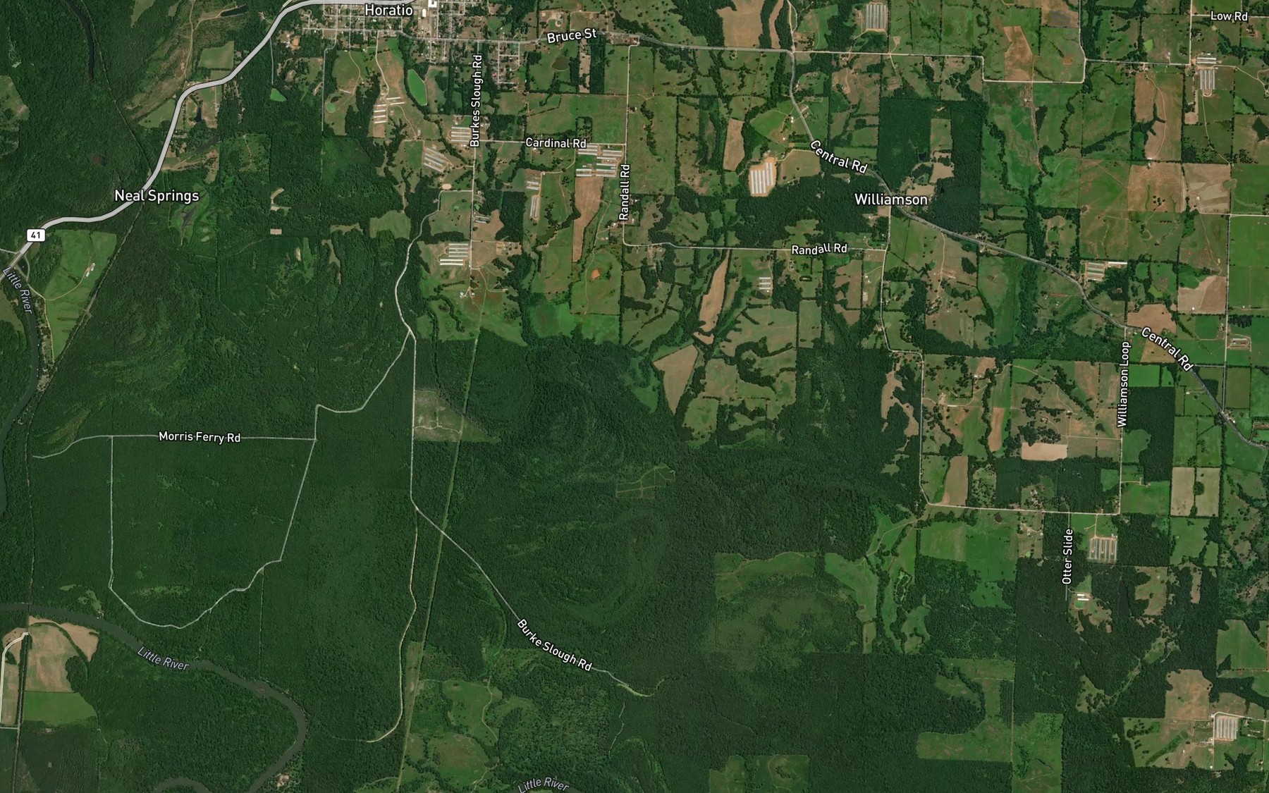 Satellite map of the Clear Creek