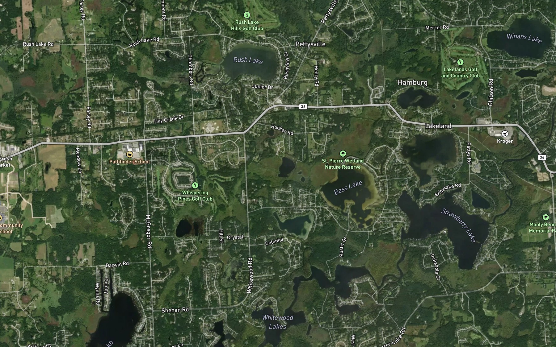 Satellite map of the Hay Creek