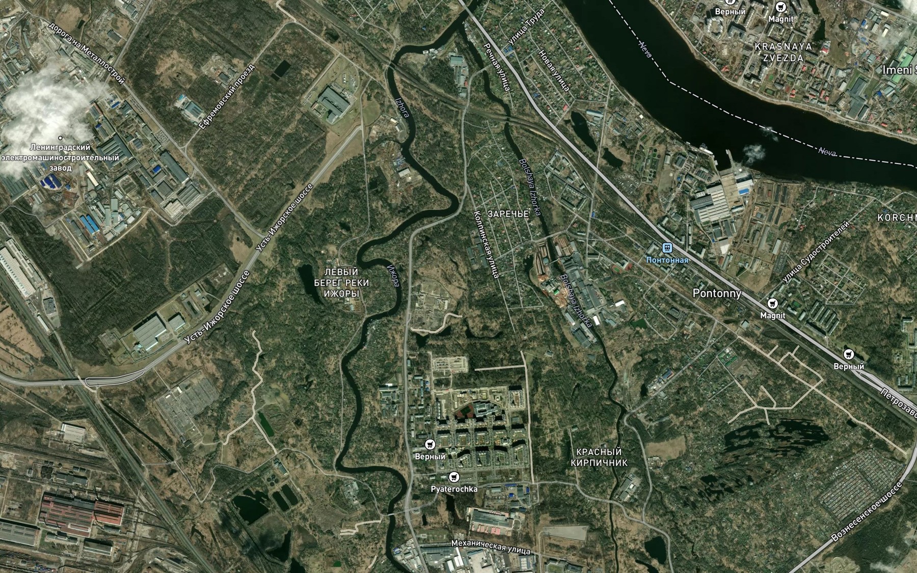 Satellite map of the Popova Izhorka