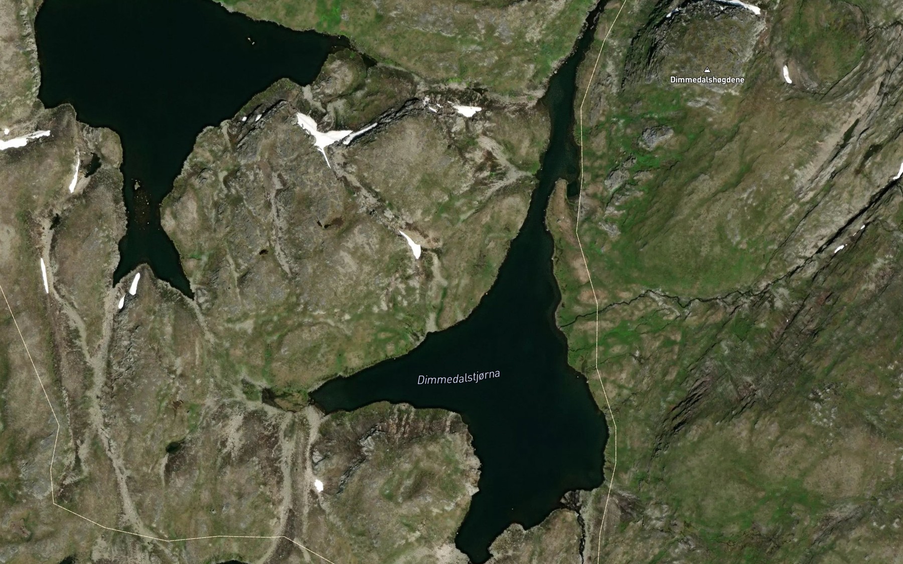 Satellite map of the Dimmedalstjorni
