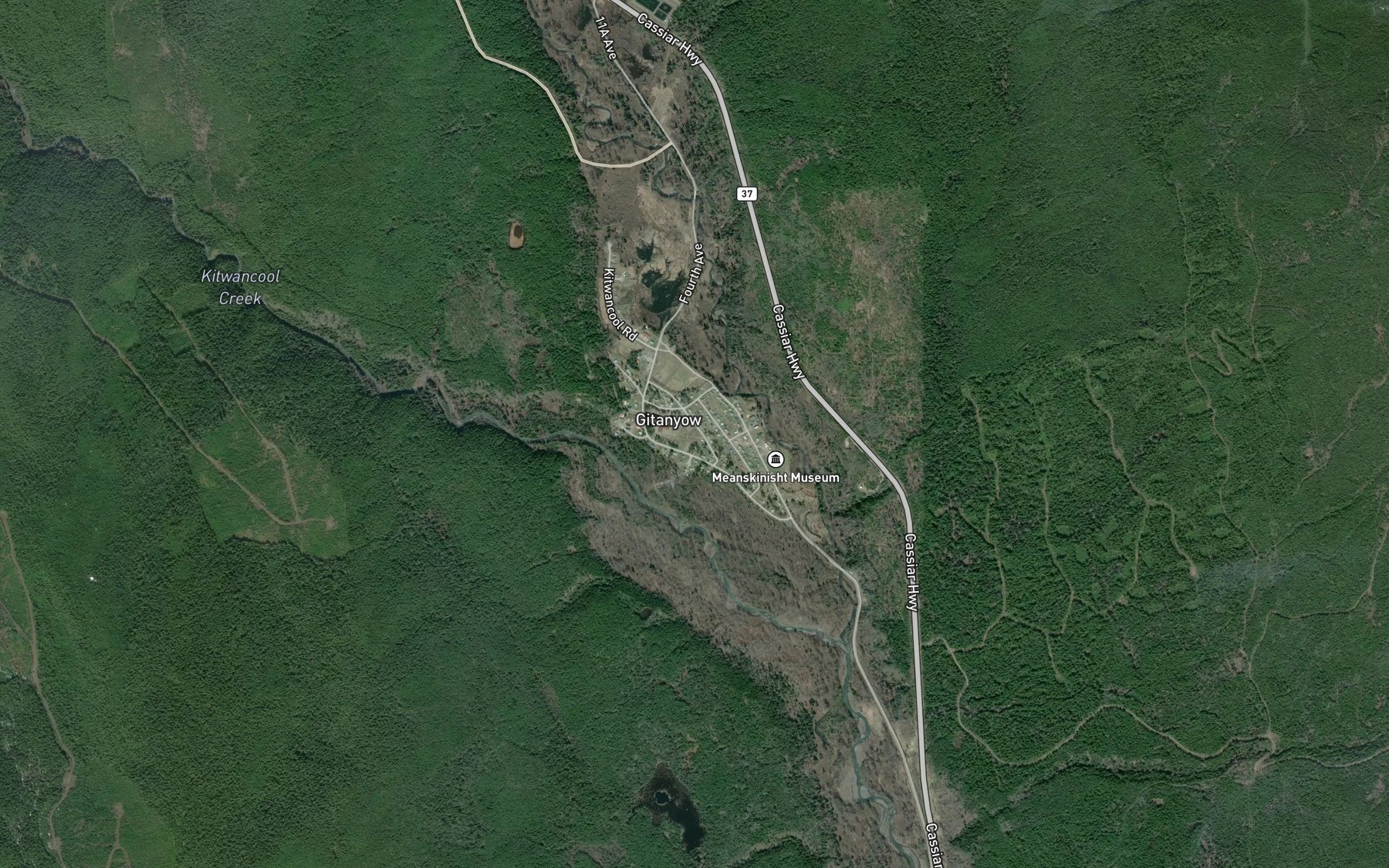 Satellite map of the Kitwancool Creek