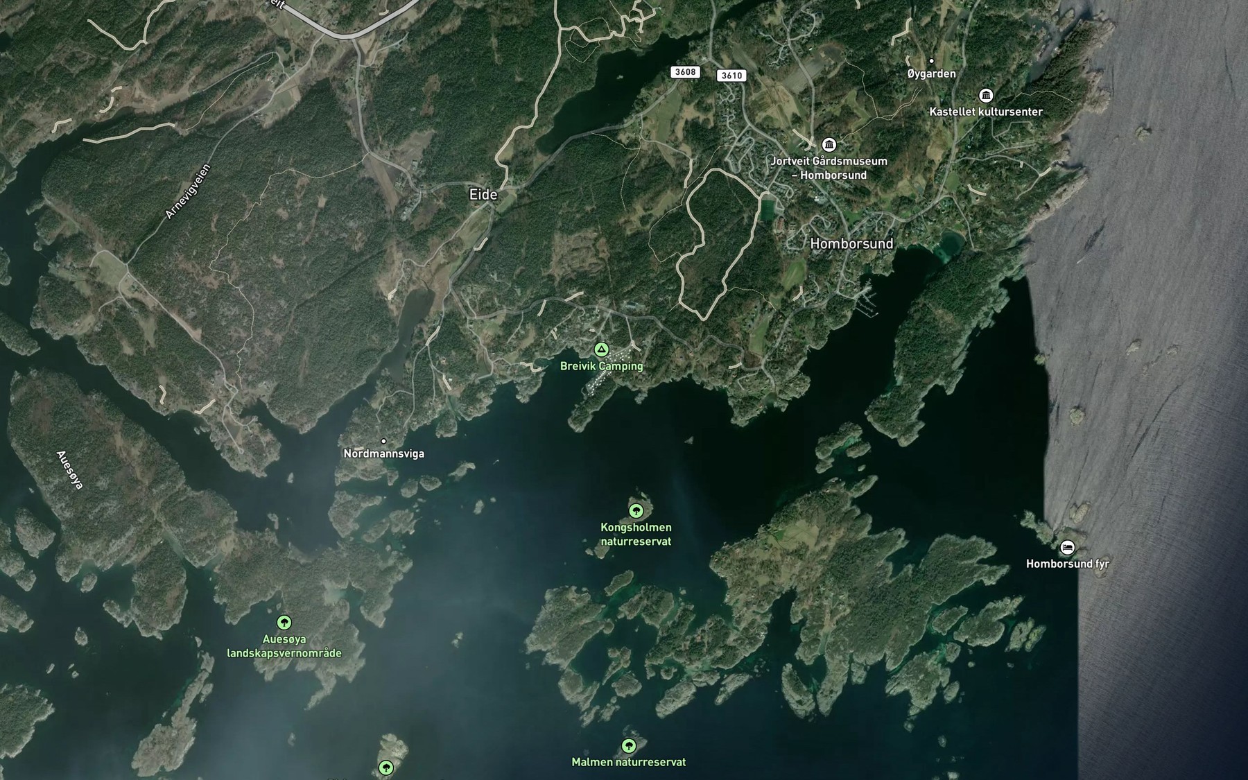 Satellite map of the Hestevik