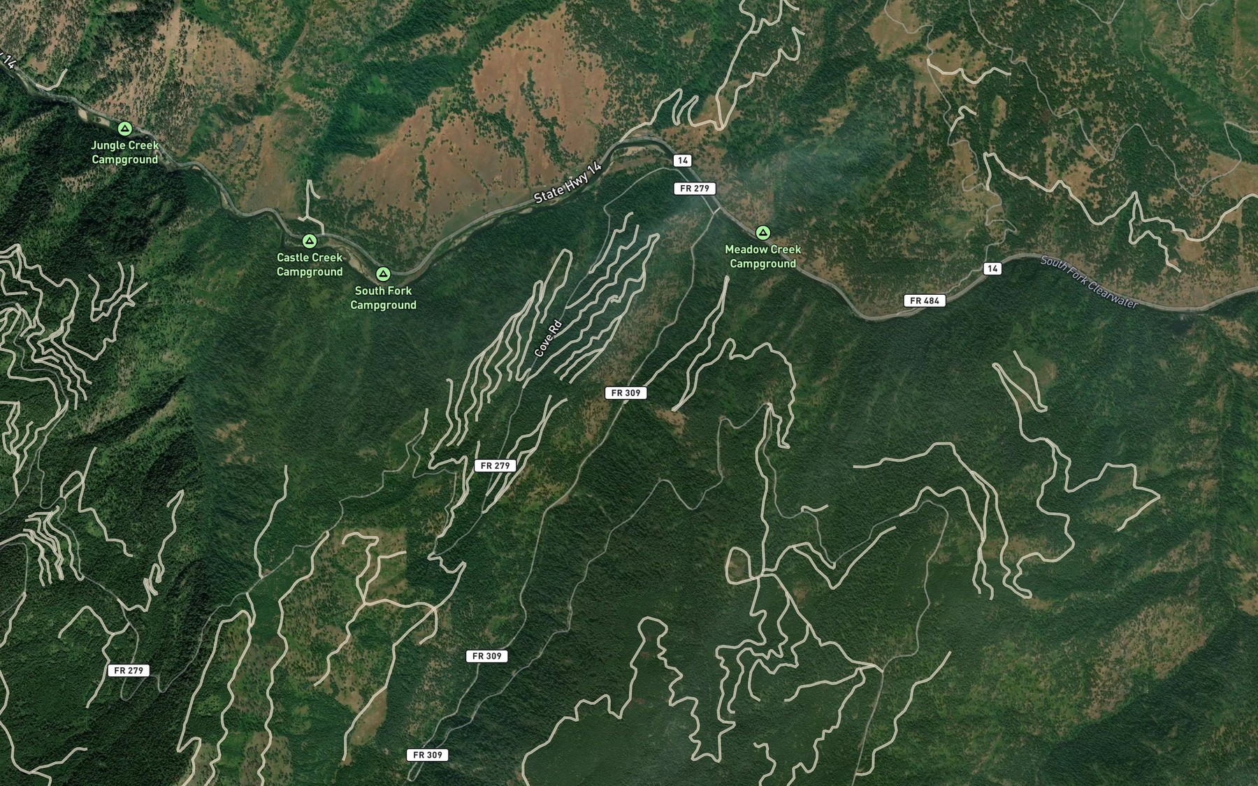 Satellite map of the Big Canyon Creek
