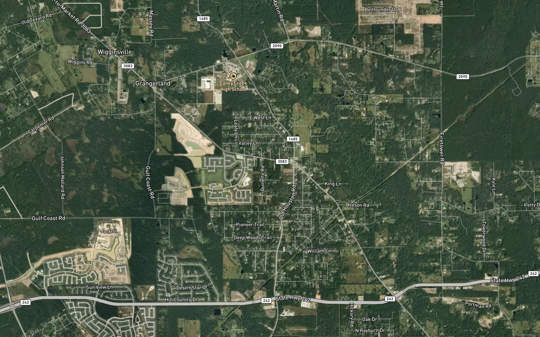 Satellite map of the Pin Oak Pond