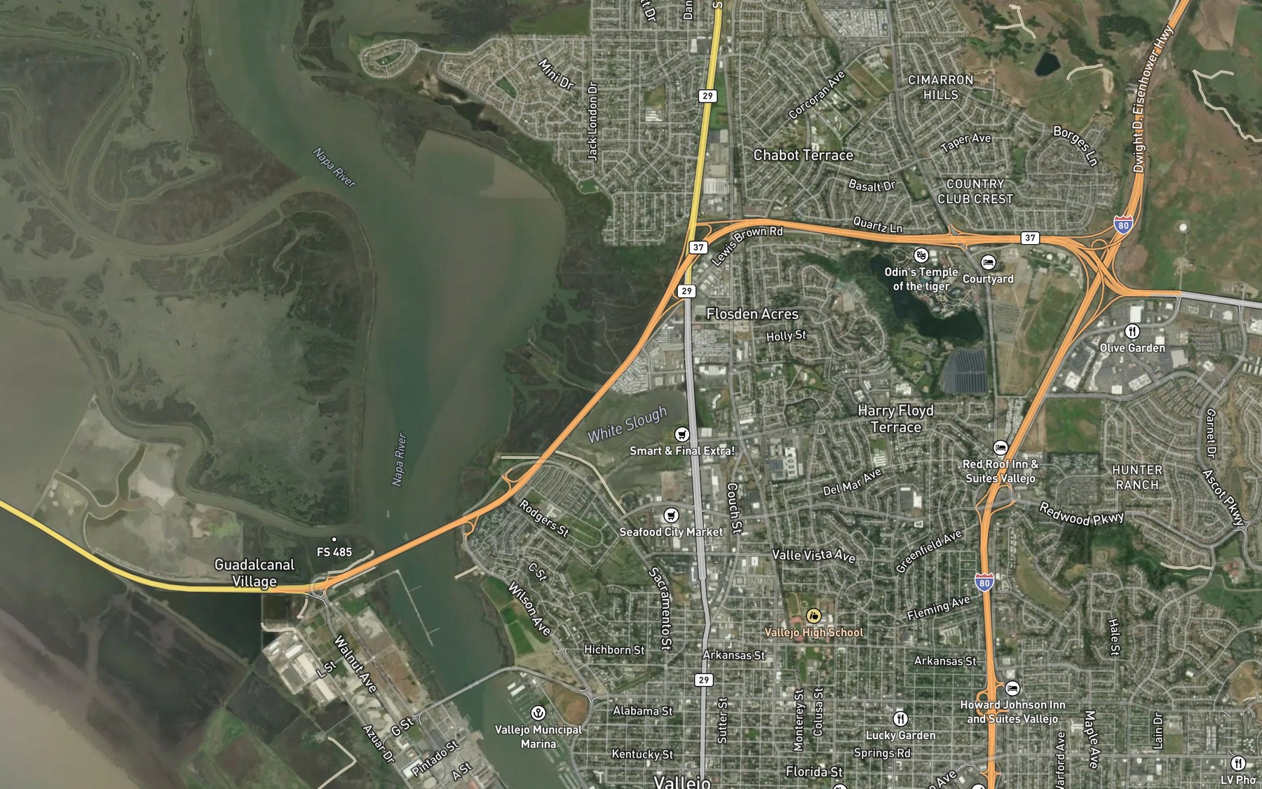 Satellite map of the White Slough