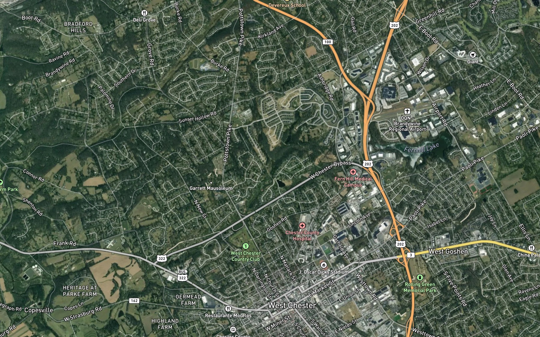 Satellite map of the Sharpless Lake