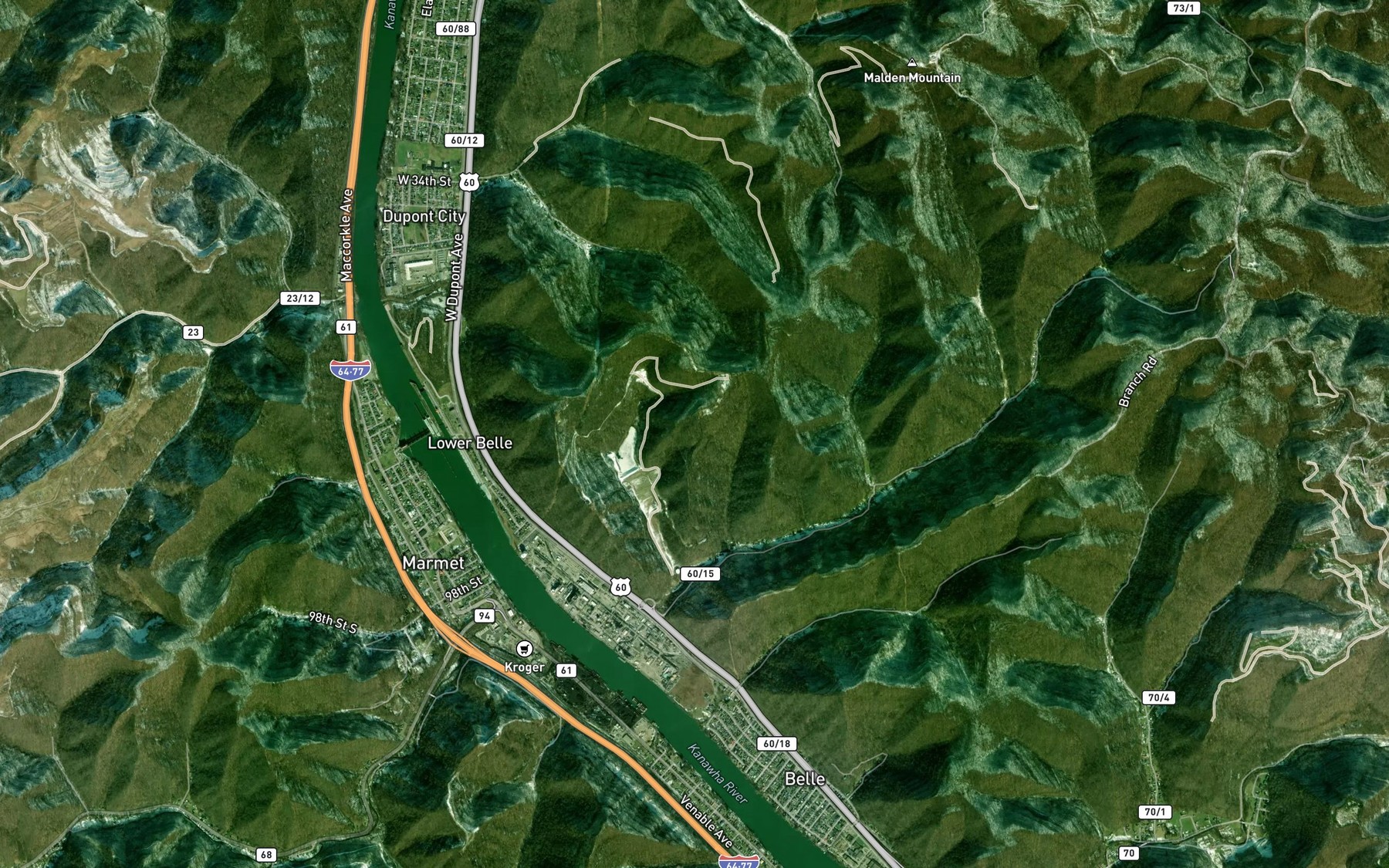 Satellite map of the Dupont Waste Lake