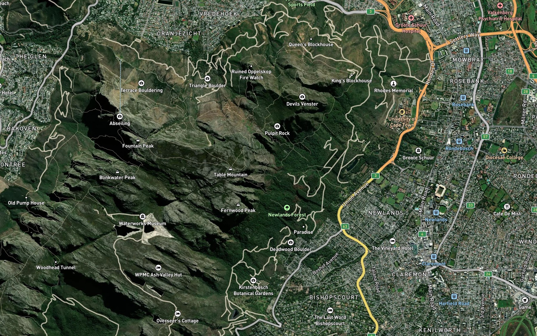 Satellite map of the Ascension Ravine