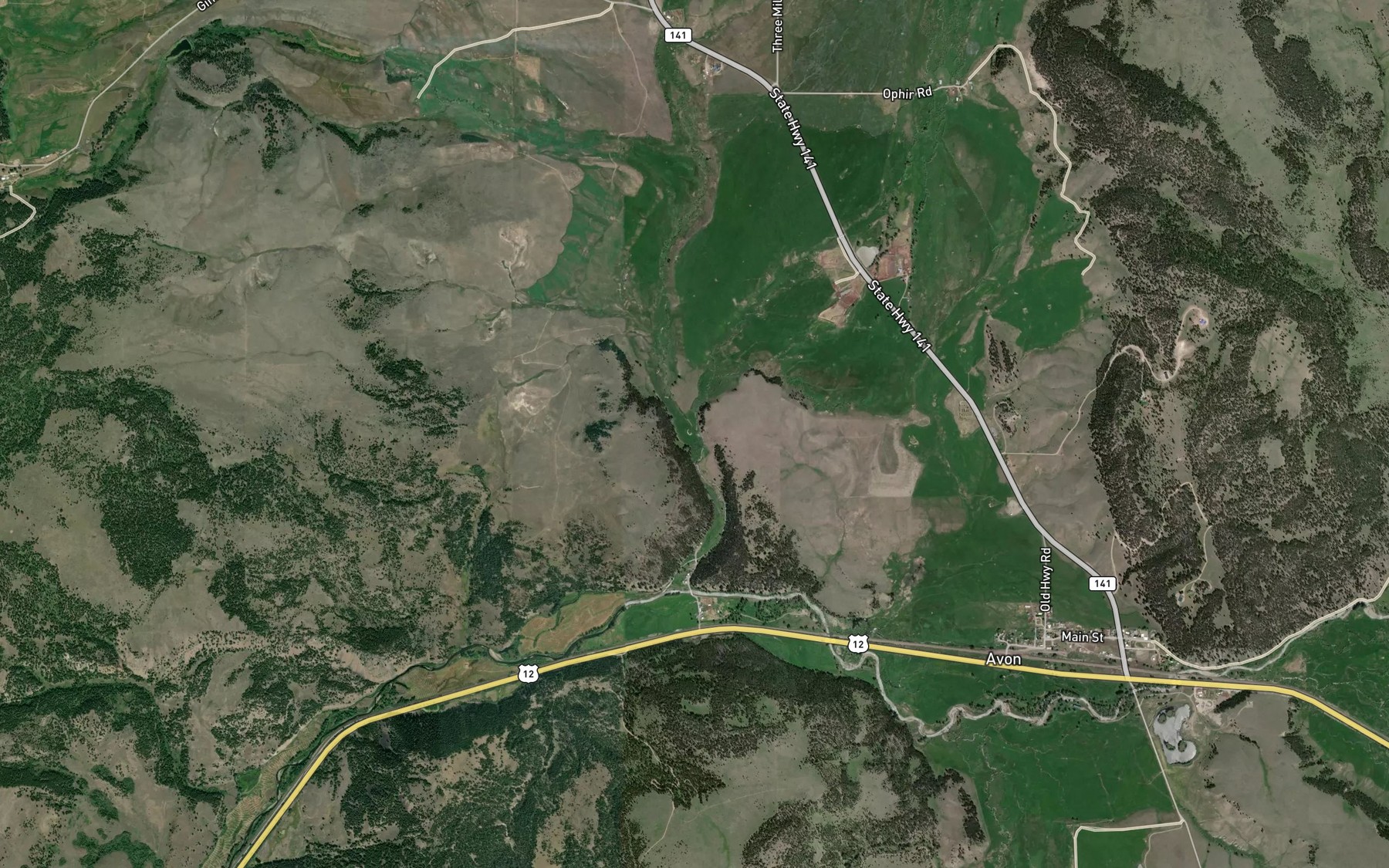 Satellite map of the Sixmile Creek