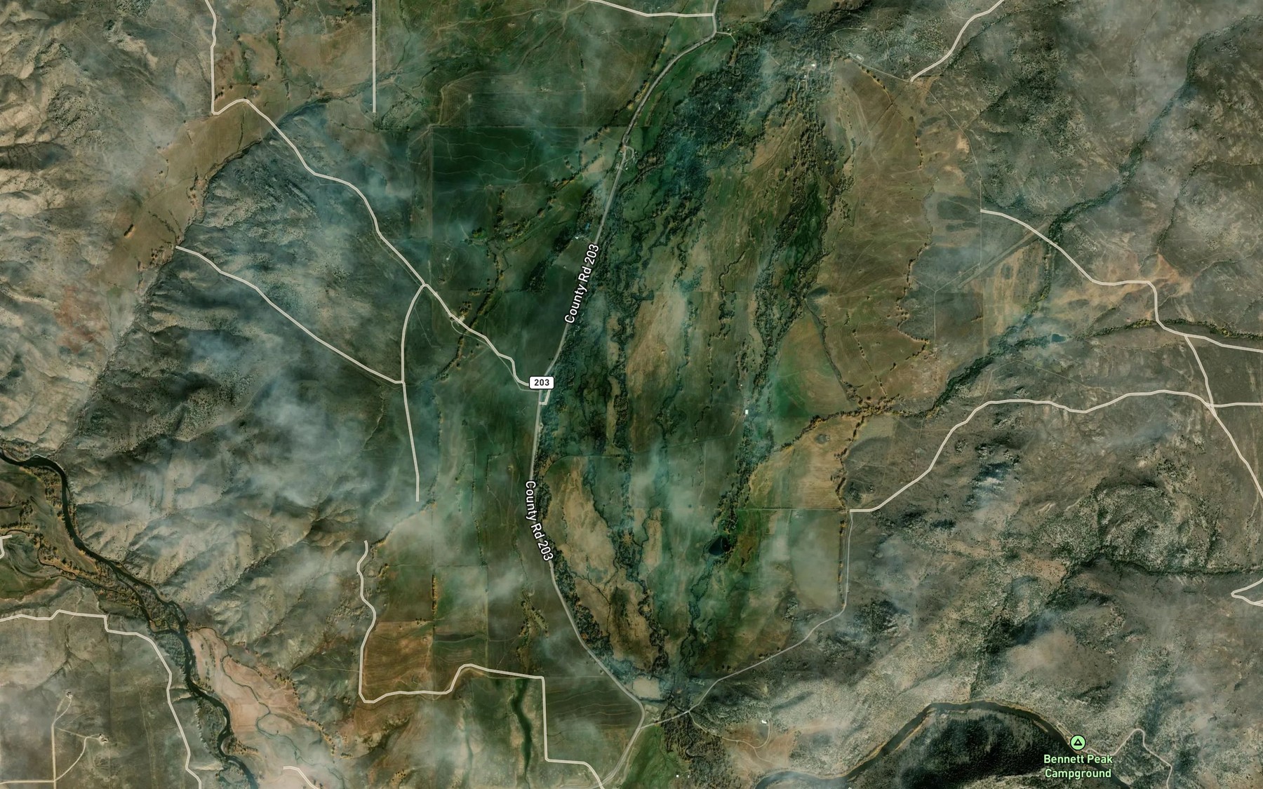 Satellite map of the Brush Creek Supply Ditch