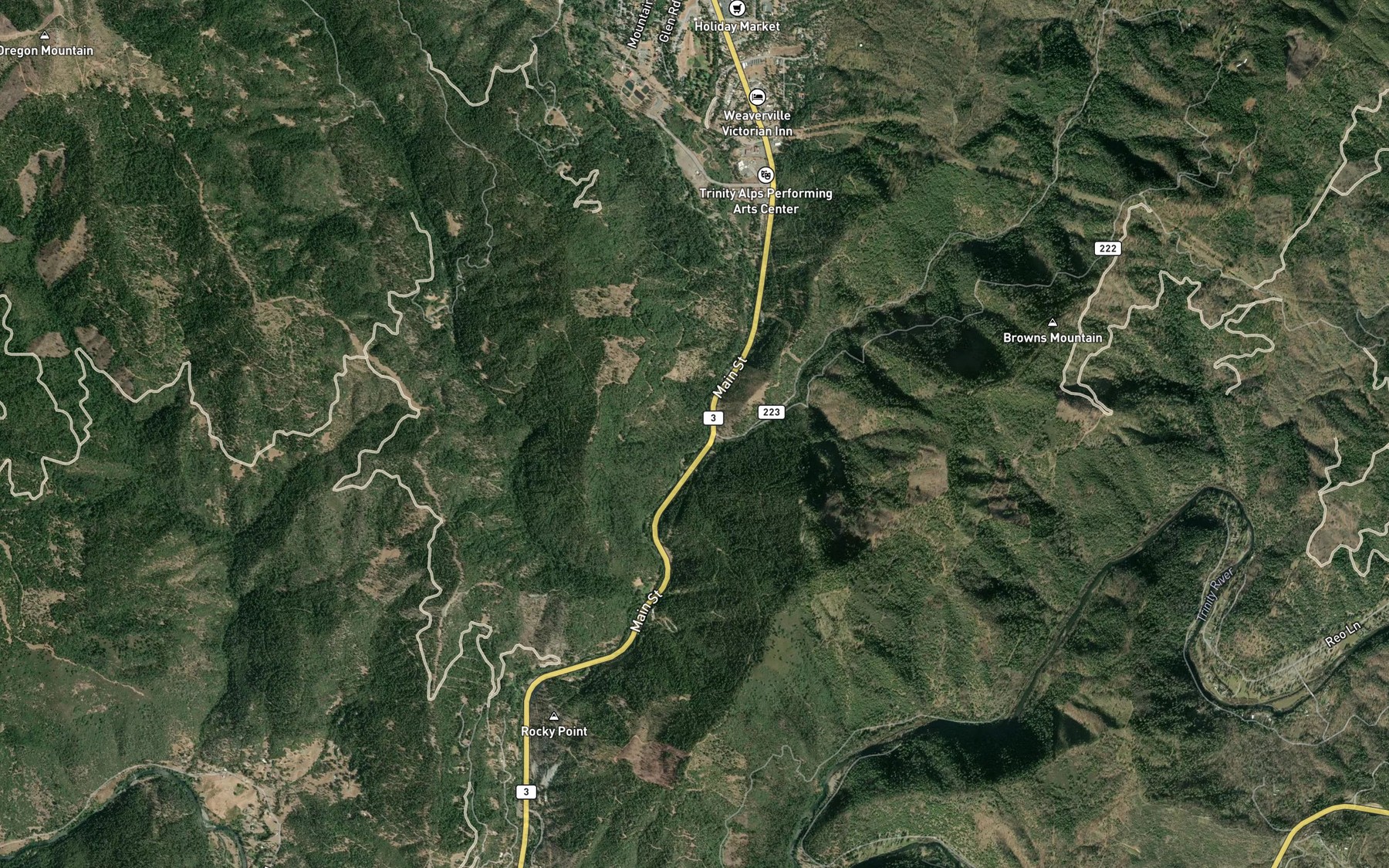 Satellite map of the Little Browns Creek