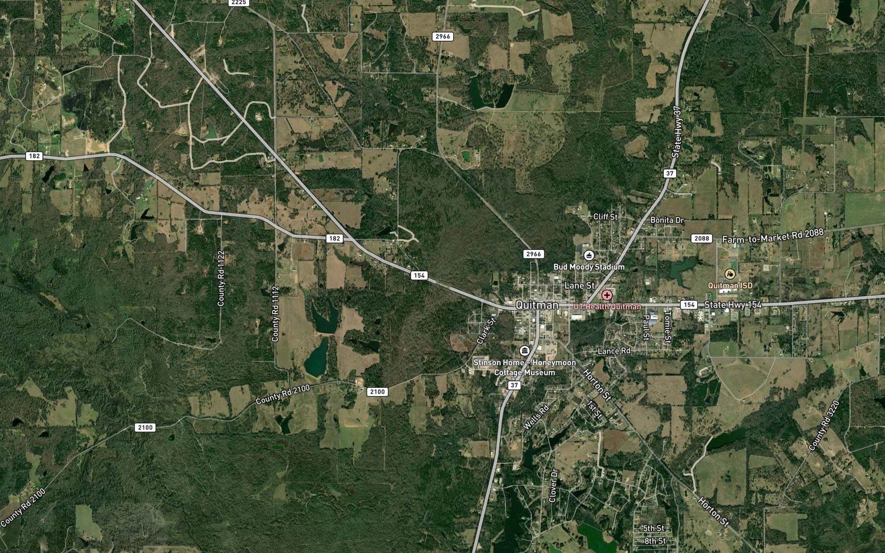 Satellite map of the Caney Creek