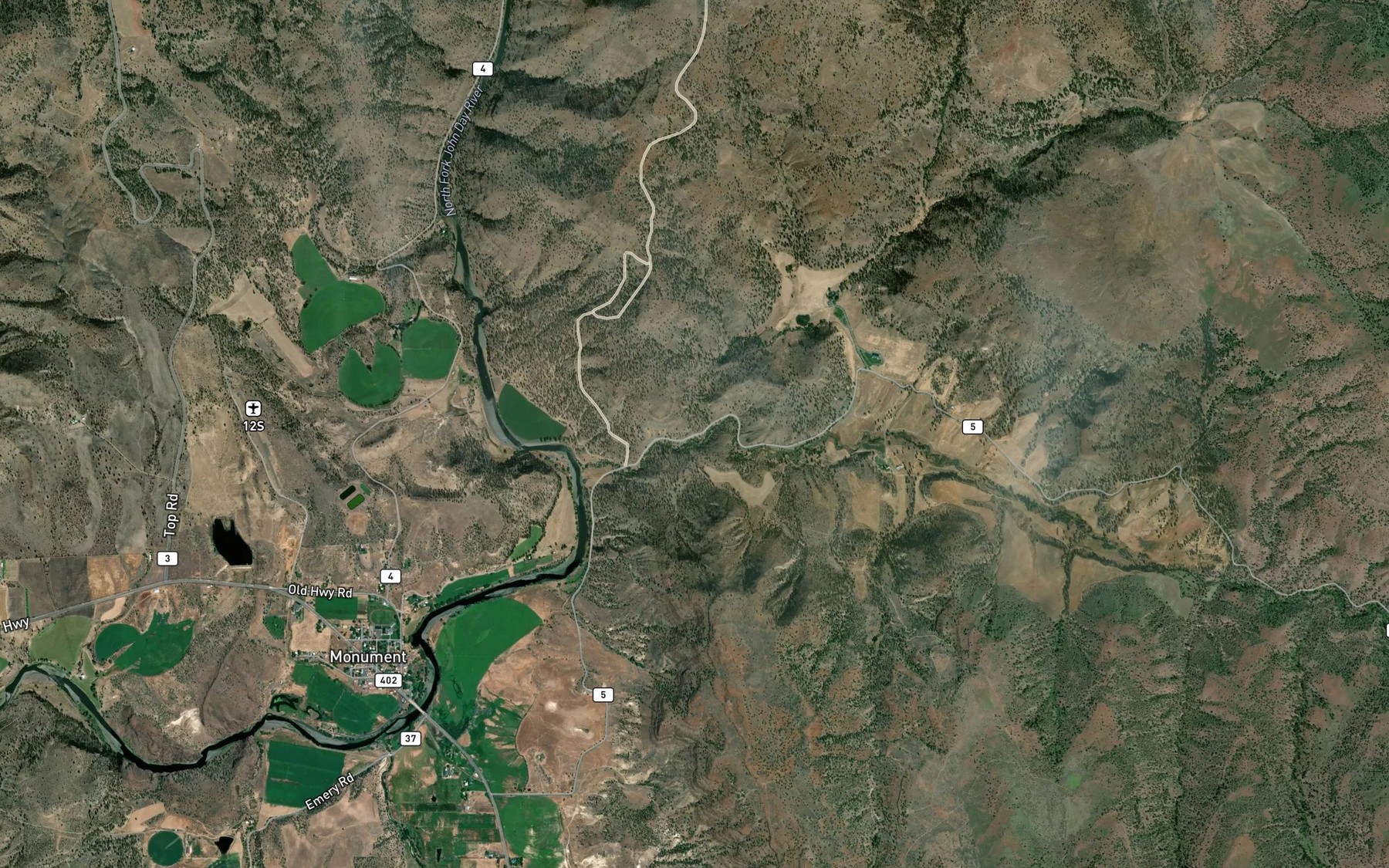 Satellite map of the Jinks Creek
