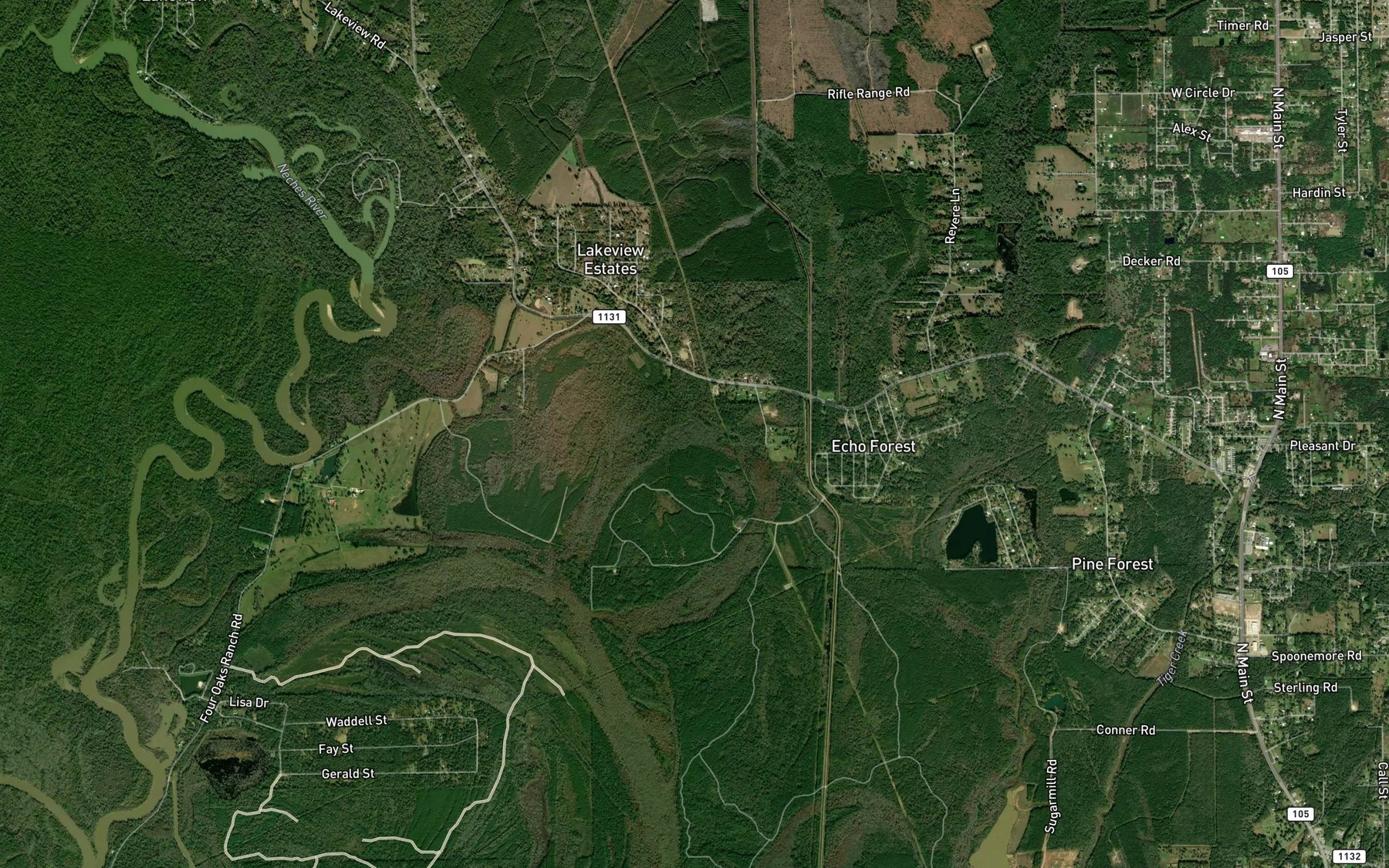 Satellite map of the Walnut Run