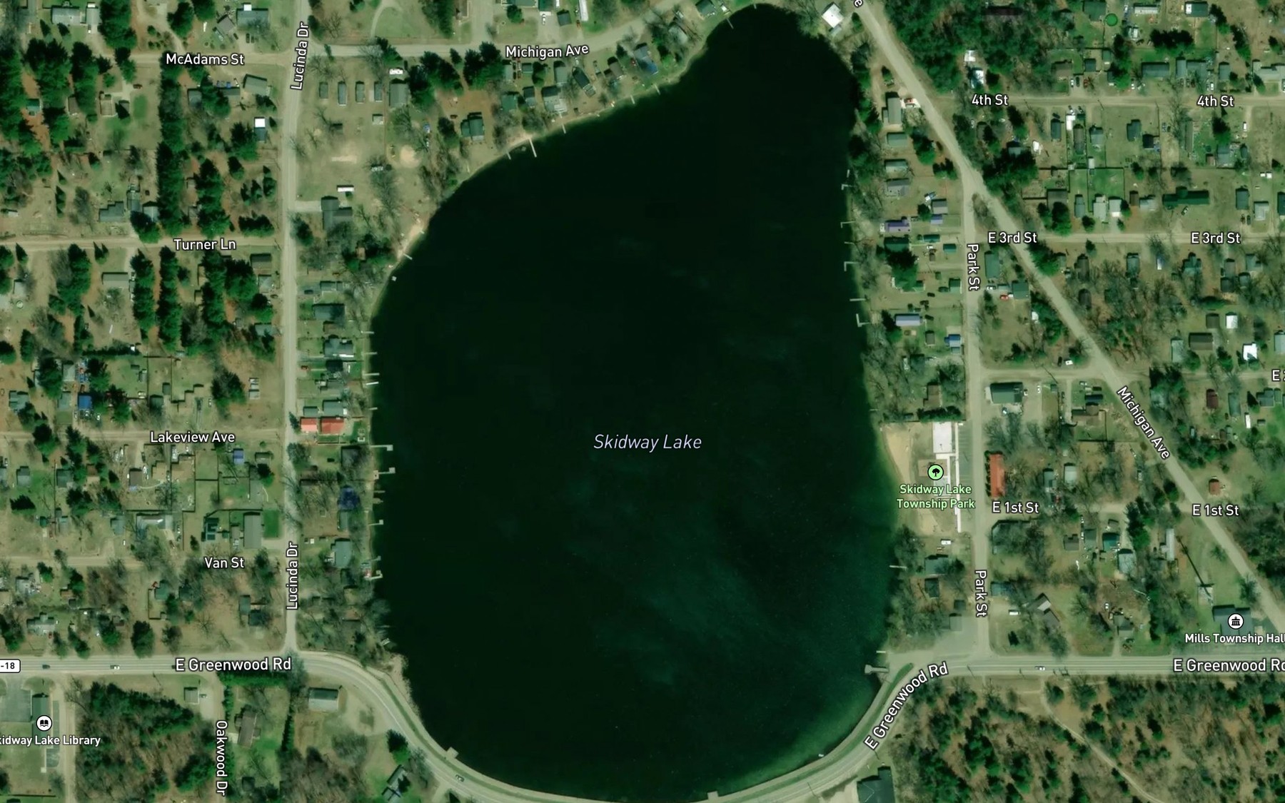 Satellite map of the Skidway Lake