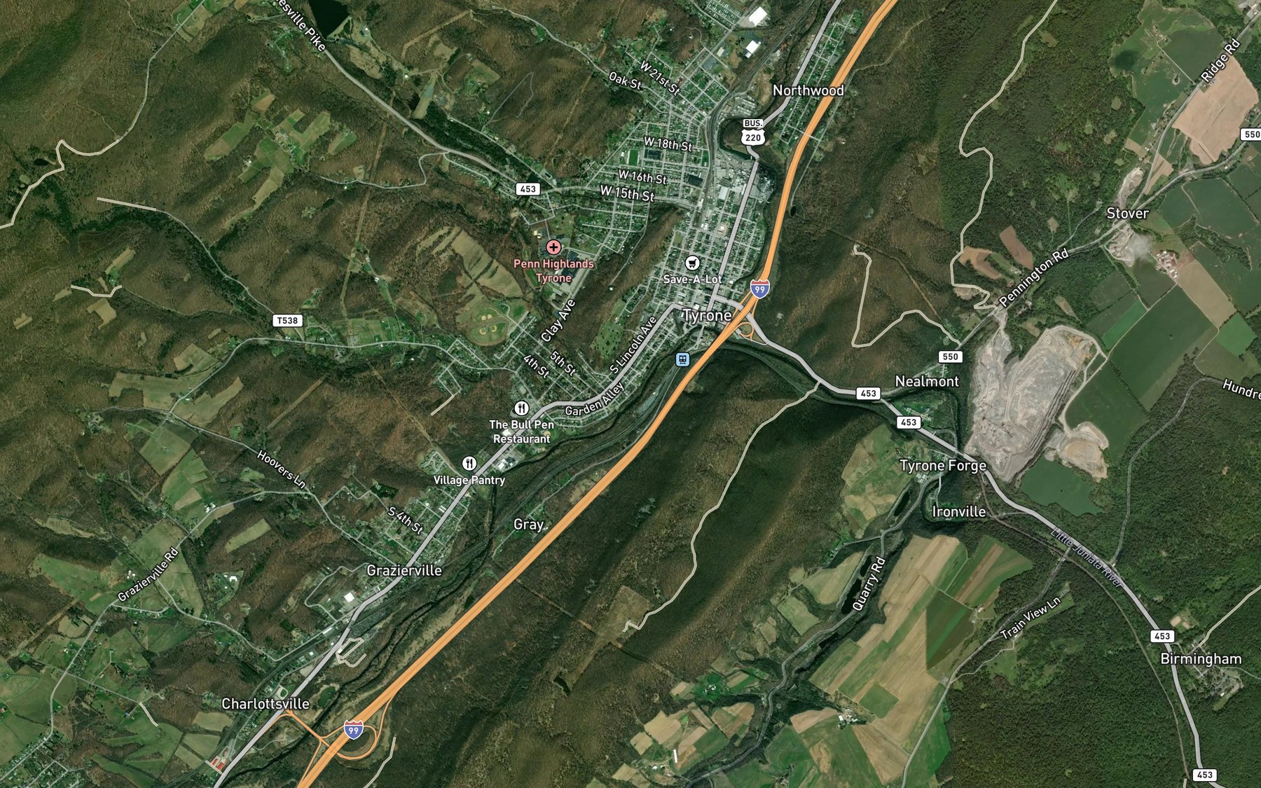 Satellite map of the Schell Run