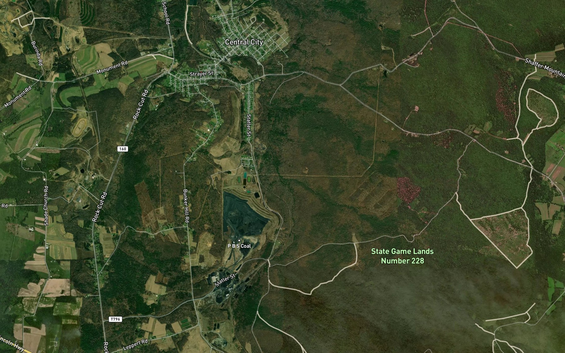 Satellite map of the Coal Run