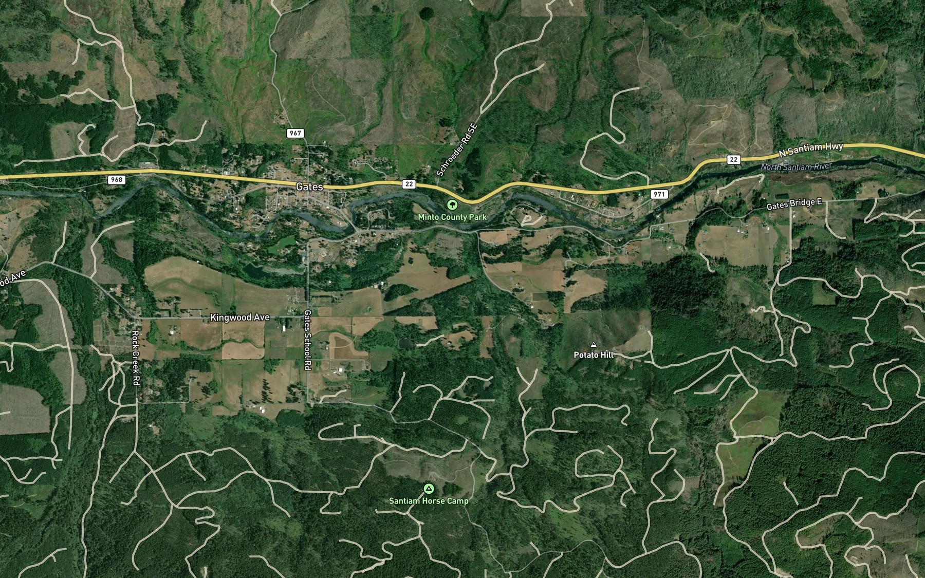 Satellite map of the Little Rock Creek