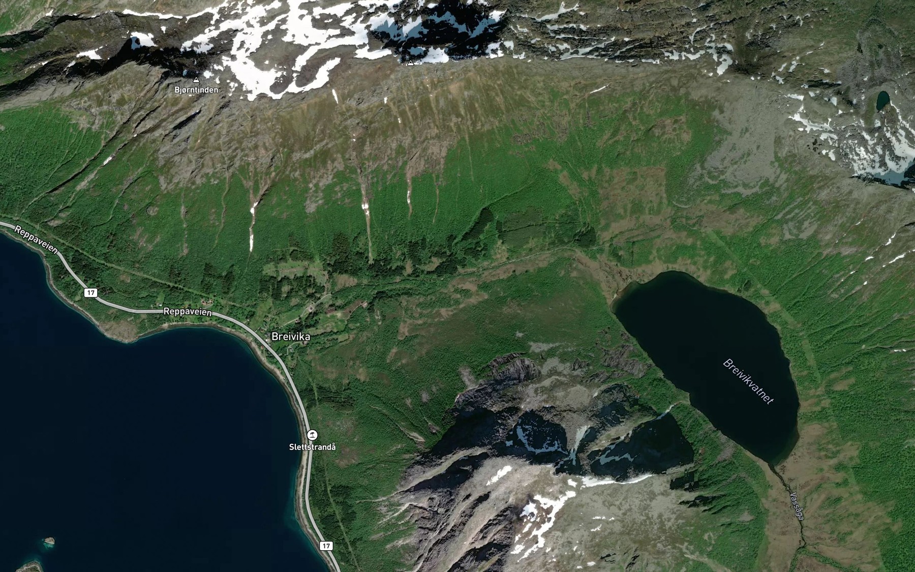 Satellite map of the Breidvikelva