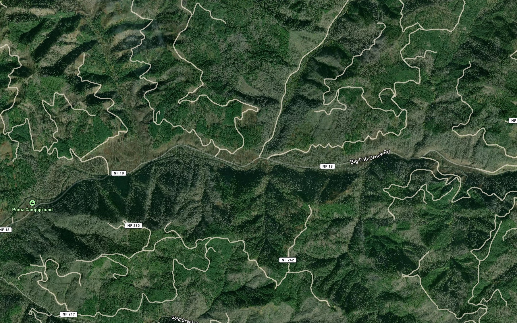 Satellite map of the Hehe Creek