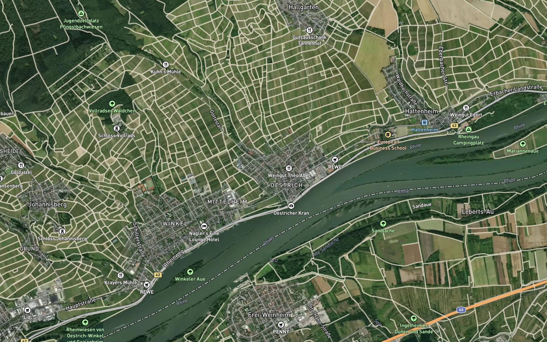 Satellite map of the Pfingstbach