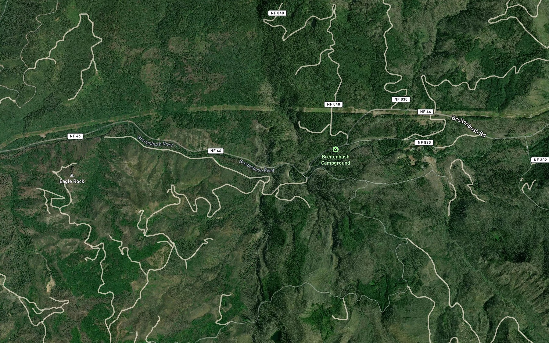 Satellite map of the Leone Creek