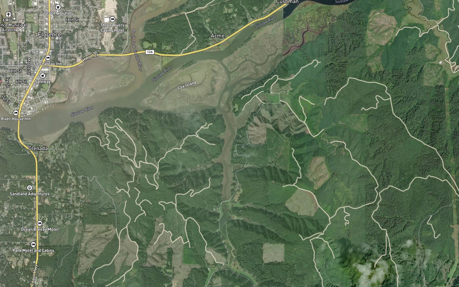Satellite map of the South Inlet