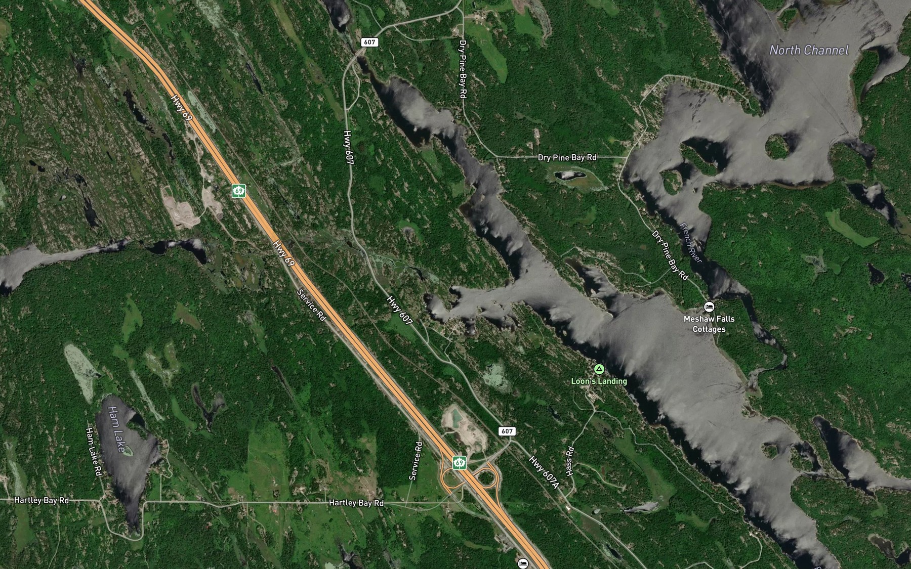 Satellite map of the Bigwood Bay