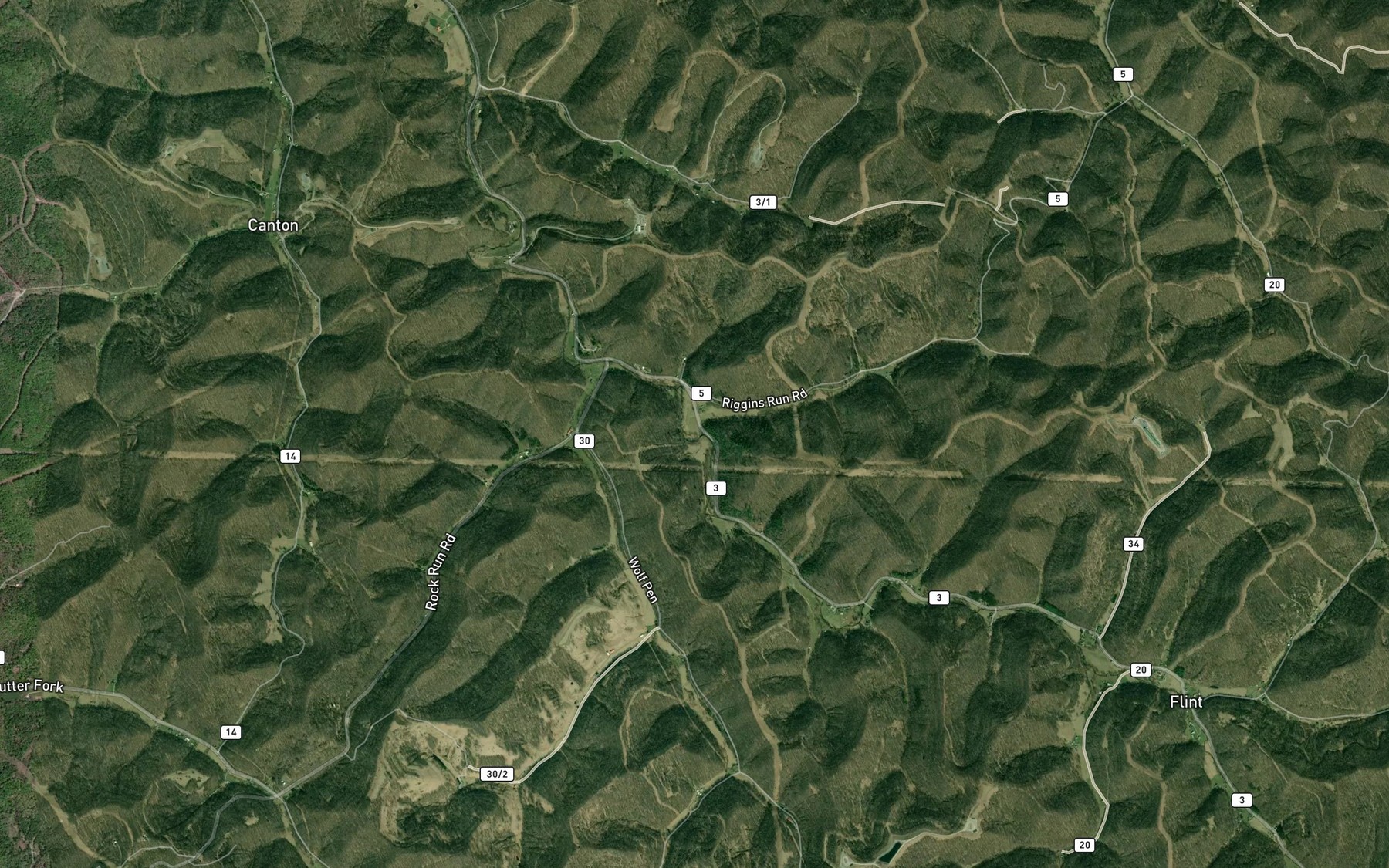 Satellite map of the Neds Run