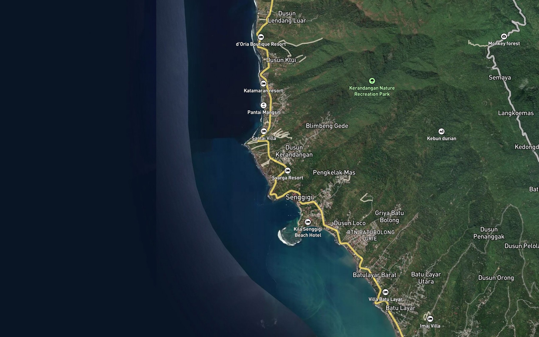 Satellite map of the Koloh Kerandangan