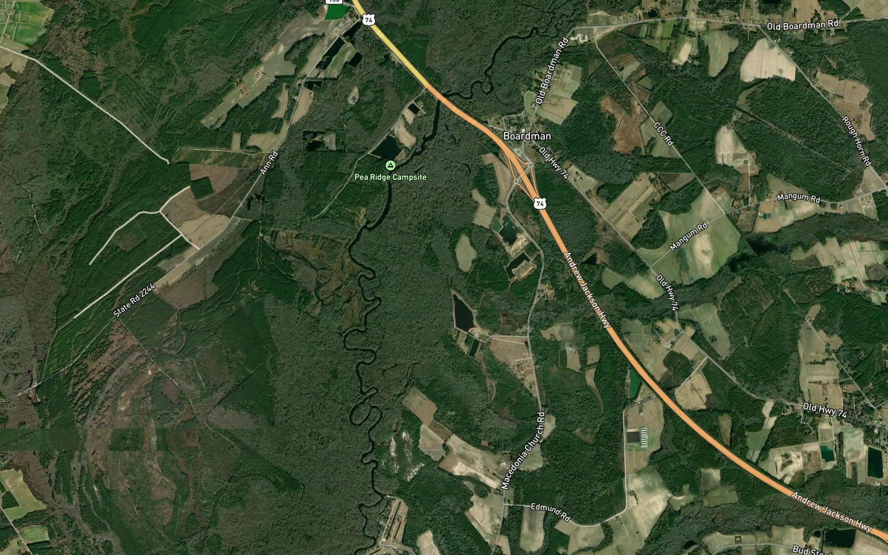 Satellite map of the Rough Horn Branch