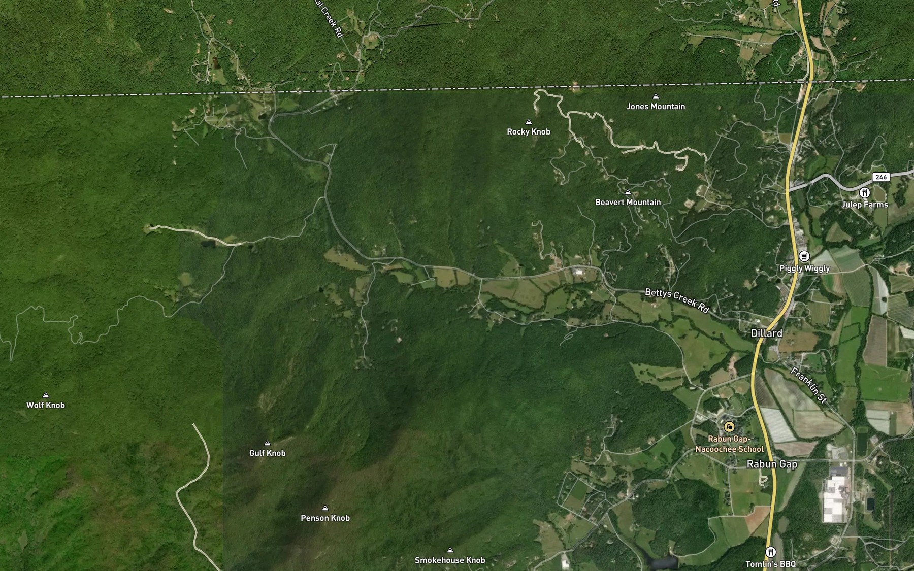 Satellite map of the Owen Branch