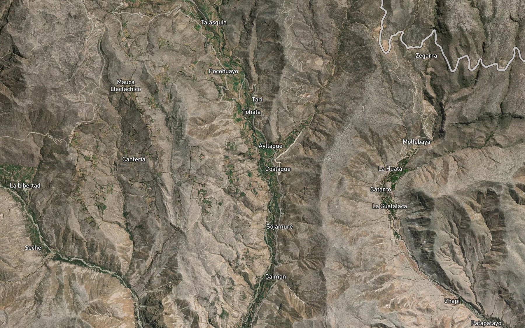 Satellite map of the Quebrada Honda