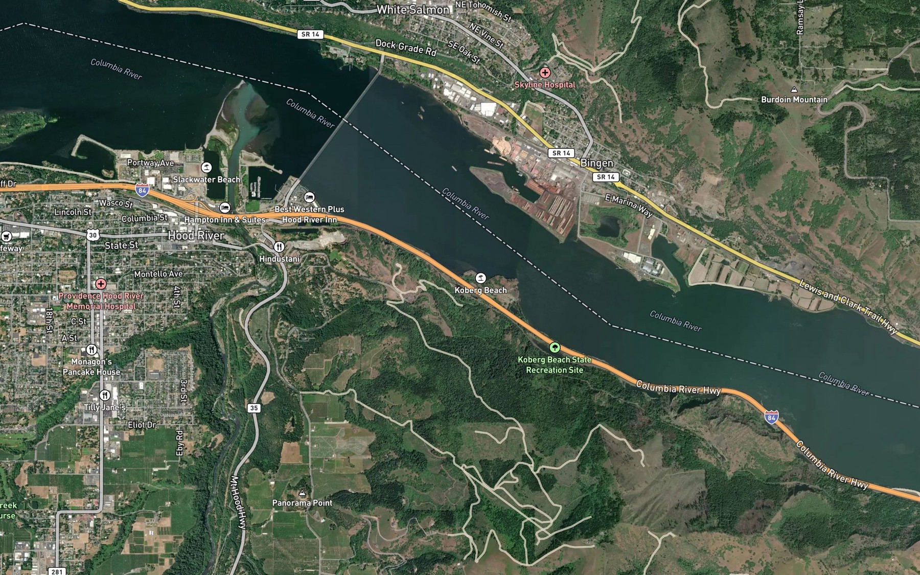 Satellite map of the Koberg Slough