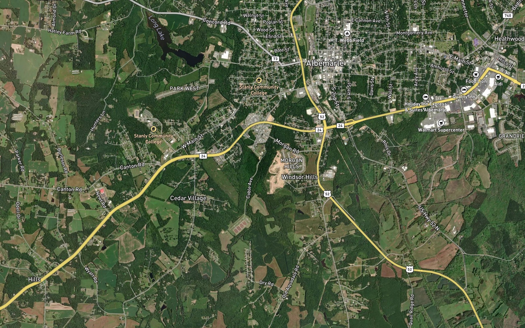 Satellite map of the Little Long Creek