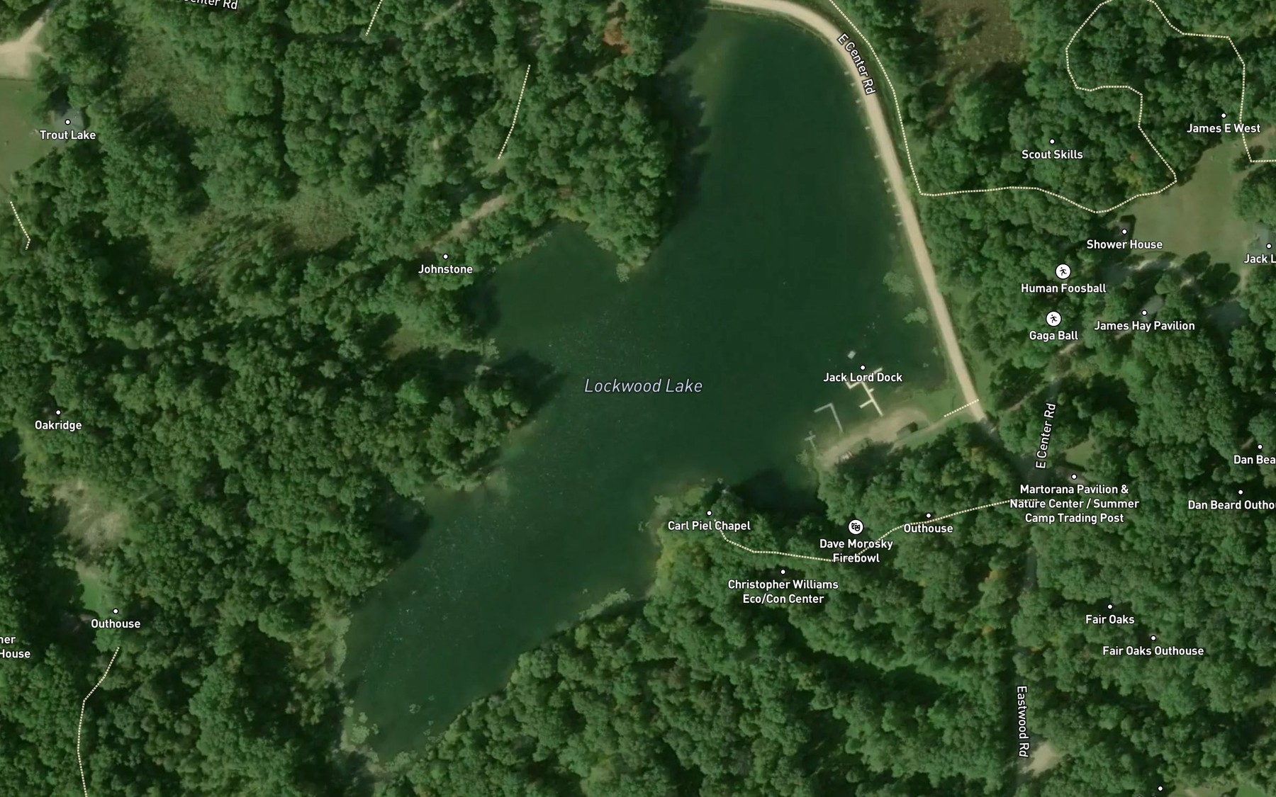 Satellite map of the Lockwood Lake